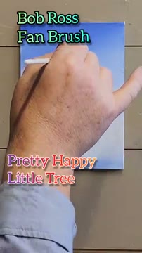 آموزش نقاشی درخت کوچک با قلم‌موی بادبزنی به سبک Bob Ross