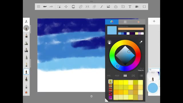 آموزش نقاشی منظره مهتابی آرام با نرم‌افزار Autodesk Sketchbook در آیپد