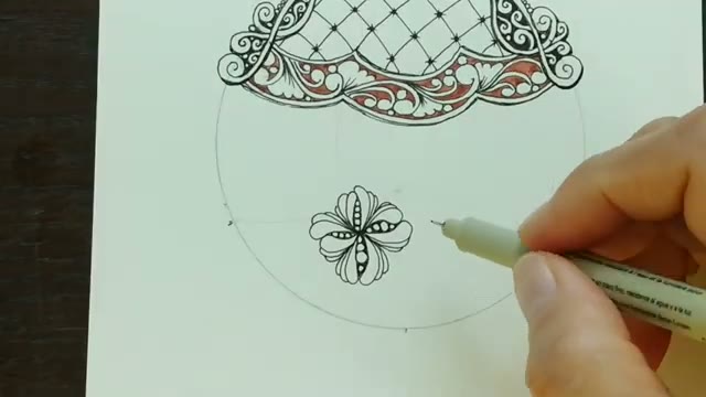 آموزش نقاشی گوی کریسمس با تکنیک ذن‌تنگل به صورت مرحله به مرحله
