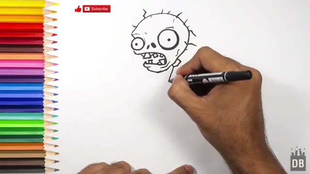 آموزش گام‌به‌گام نقاشی زامبی بازی Plants vs Zombies برای کودکان