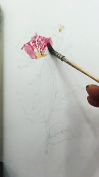 آموزش نقاشی آبرنگ گل رز؛ مراحل طراحی و رنگ‌آمیزی هنری