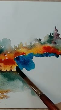 آموزش نقاشی منظره با آبرنگ به سبک مدرن و مینیمال