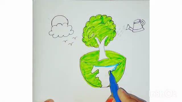 آموزش نقاشی ساده و زیبا برای روز جهانی محیط زیست