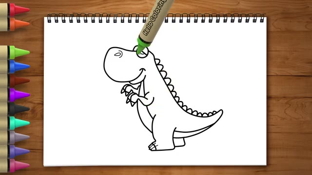 آموزش نقاشی و رنگ‌آمیزی دایناسور T-REX برای کودکان