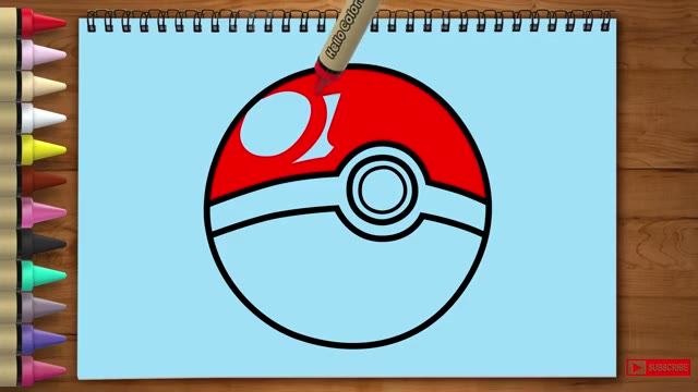 آموزش نقاشی و رنگ‌آمیزی PokeBall از دنیای Pokemon برای کودکان