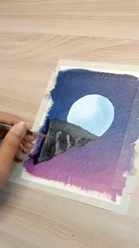 آموزش نقاشی منظره شب مهتابی با رنگ اکریلیک به زبان ساده