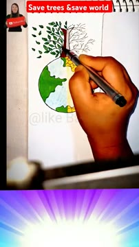 آموزش نقاشی آسان با موضوع حفظ درختان و نجات زمین توسط Bandana drawing Academy