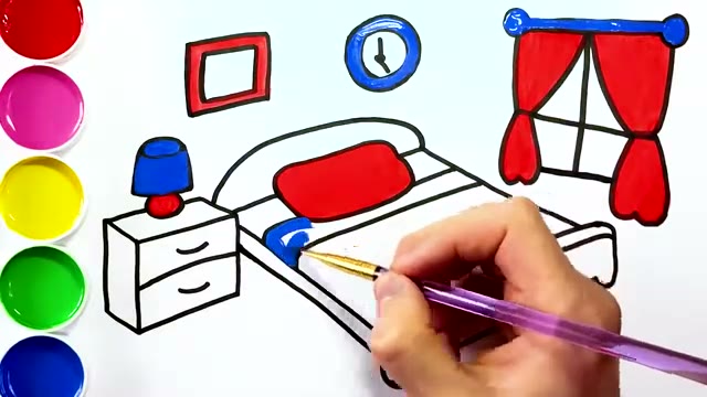 آموزش رنگ‌ها به کودکان با نقاشی و رنگ‌آمیزی اتاق خواب