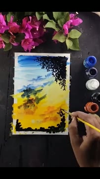 آموزش نقاشی منظره ساده و زیبا برای مبتدیان با تکنیک‌های آسان