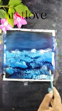 آموزش نقاشی آسان منظره شب و ماه با رنگ اکریلیک و گواش