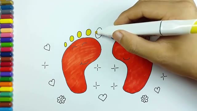 آموزش رنگها به کودکان با نقاشی خلاقانه با پا