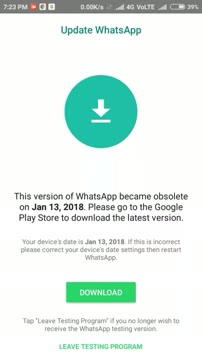 آموزش رفع خطای This Version Of Whatsapp became Obsolete در Whatsapp